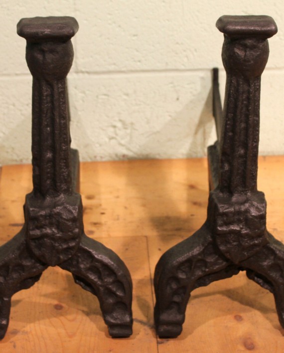 antique cast iron fire dogs